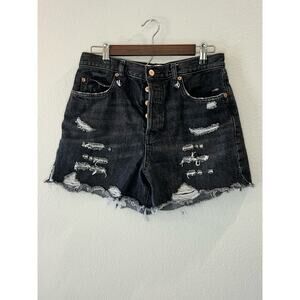 Free People We the Free Lasso Denim Shorts Washed Black Women's Size 29